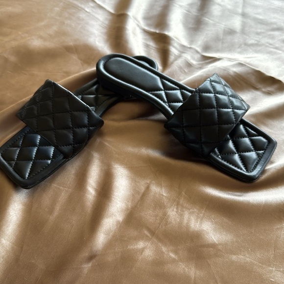 Pazzle Boho Quilted Black Slide Sandals Sz 9 Coquette Girly - Picture 4 of 9